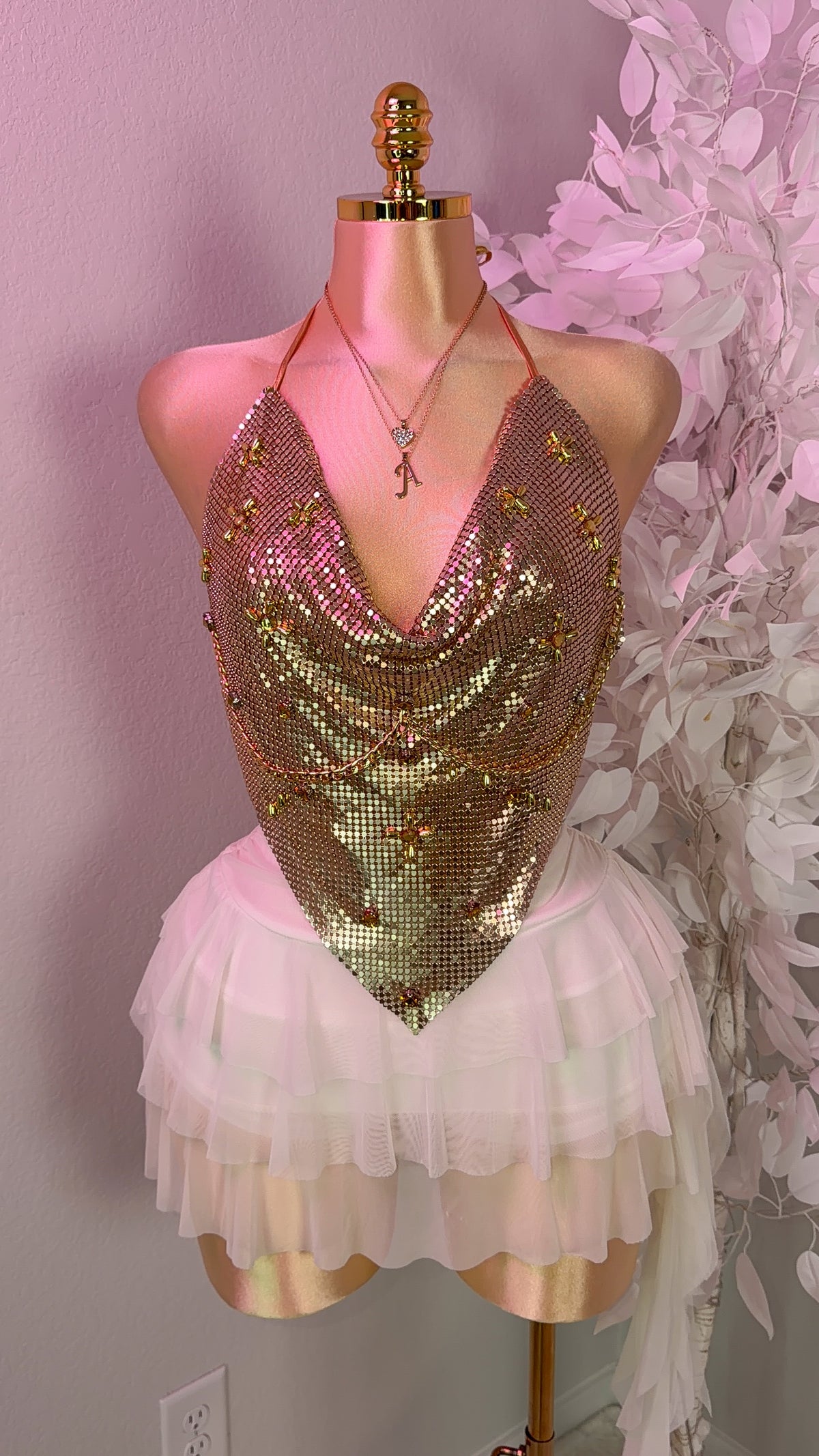 Te Olvido Metallic Top - Gold