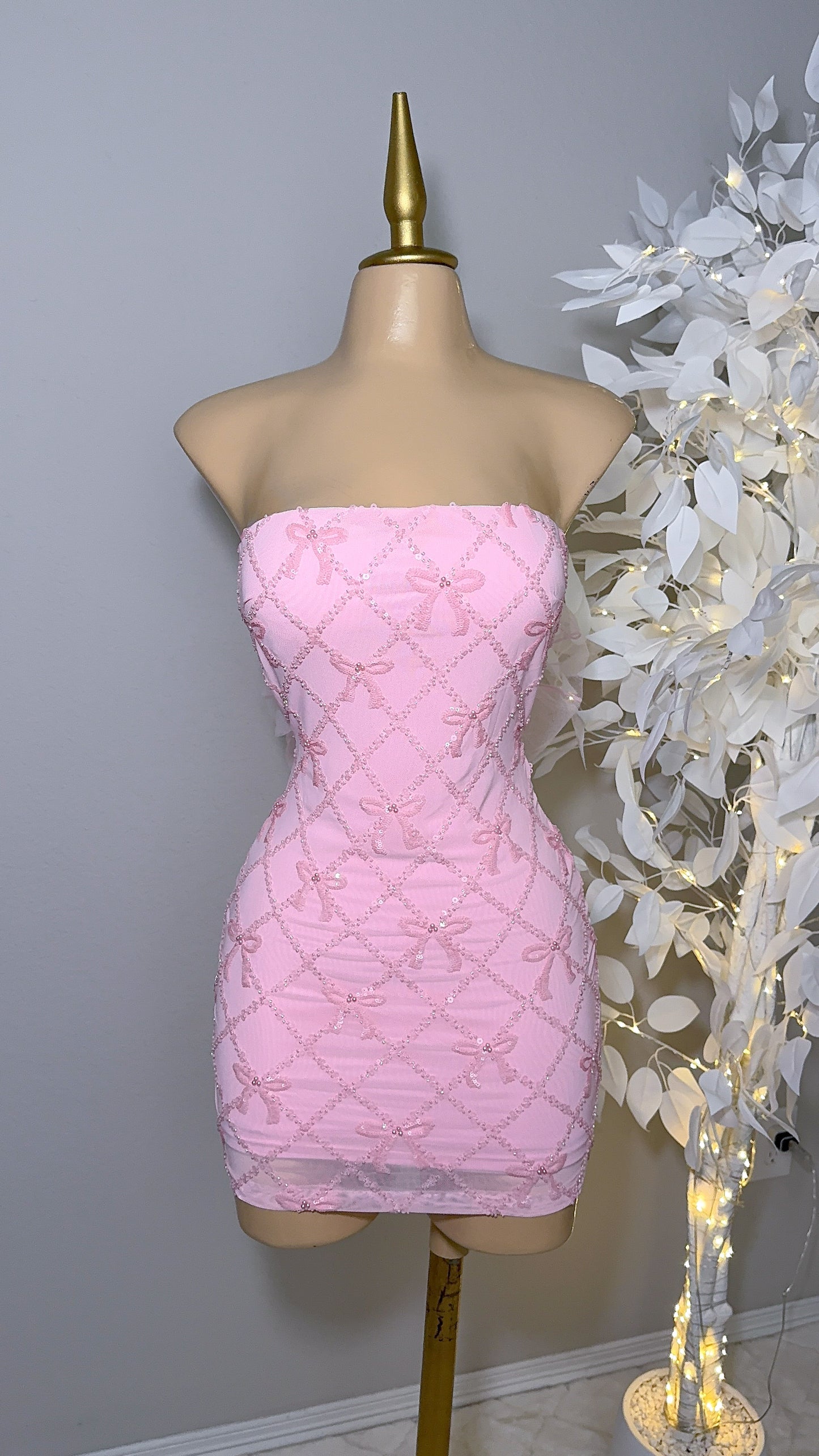 Yvette Sequin Coquette Dress - Pink