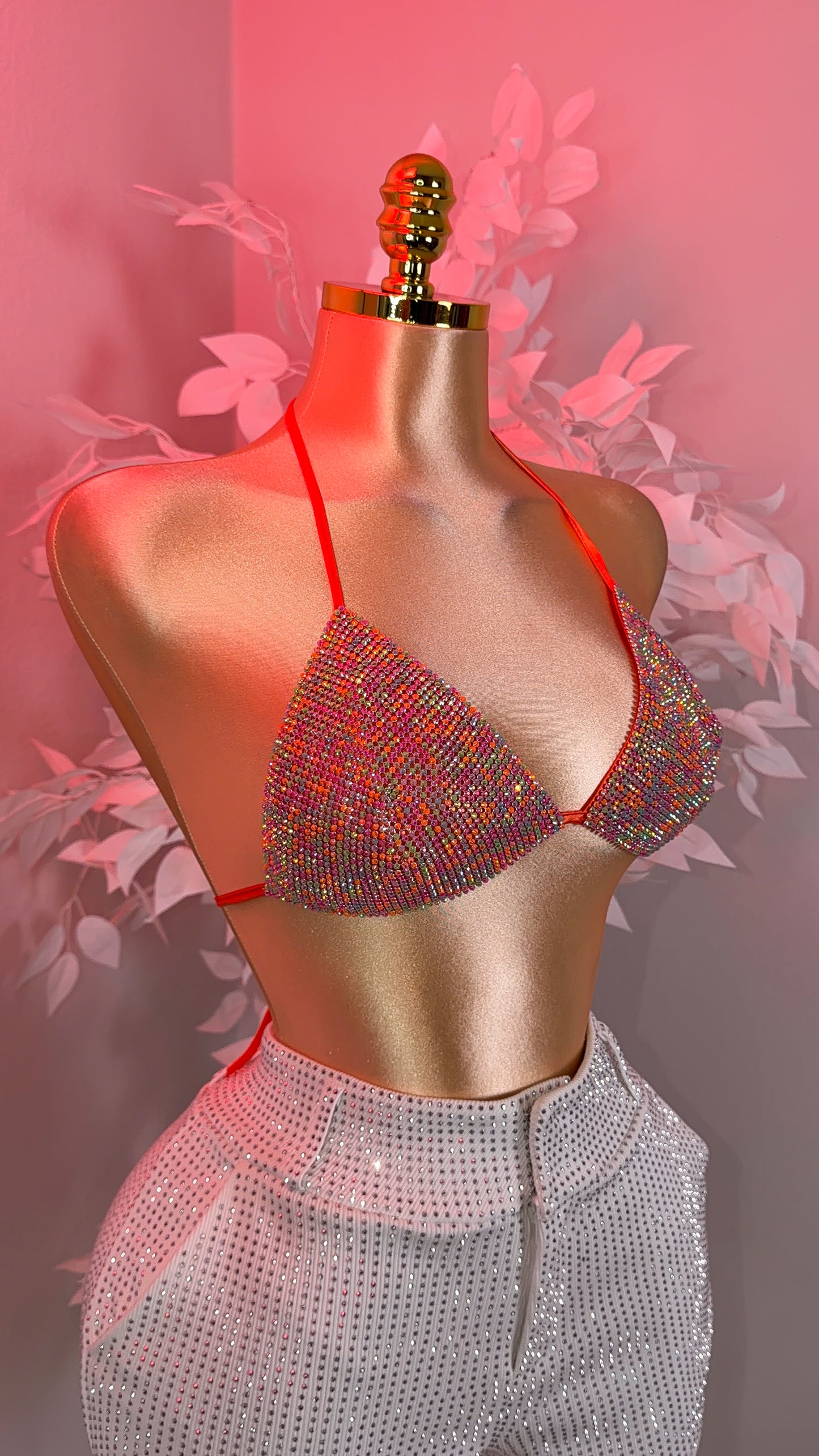 Del Cora Rhinestone Bikini Top - Multi
