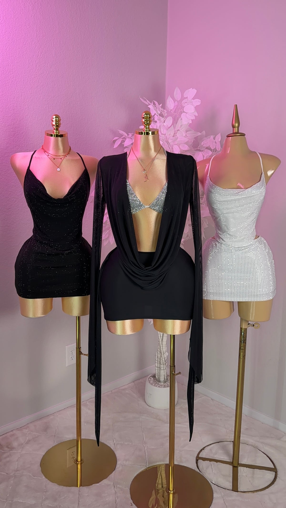 Sasha Drape Mesh Dress - Black