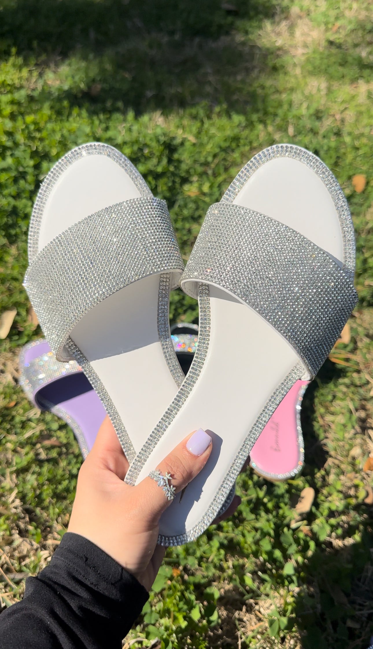 Adeline Rhinestone Sandals - White