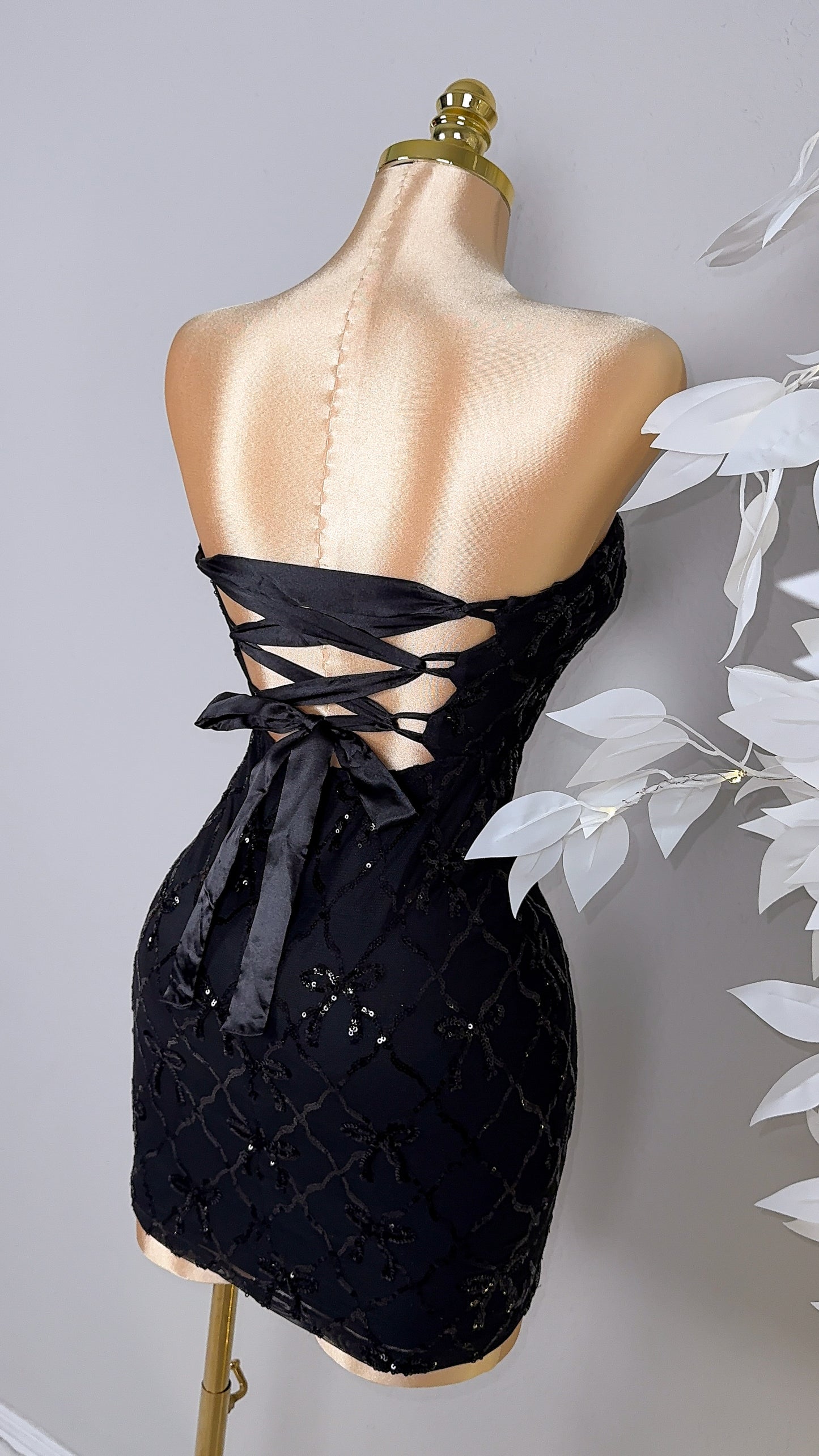 Esme Sequin Coquette Dress - Black