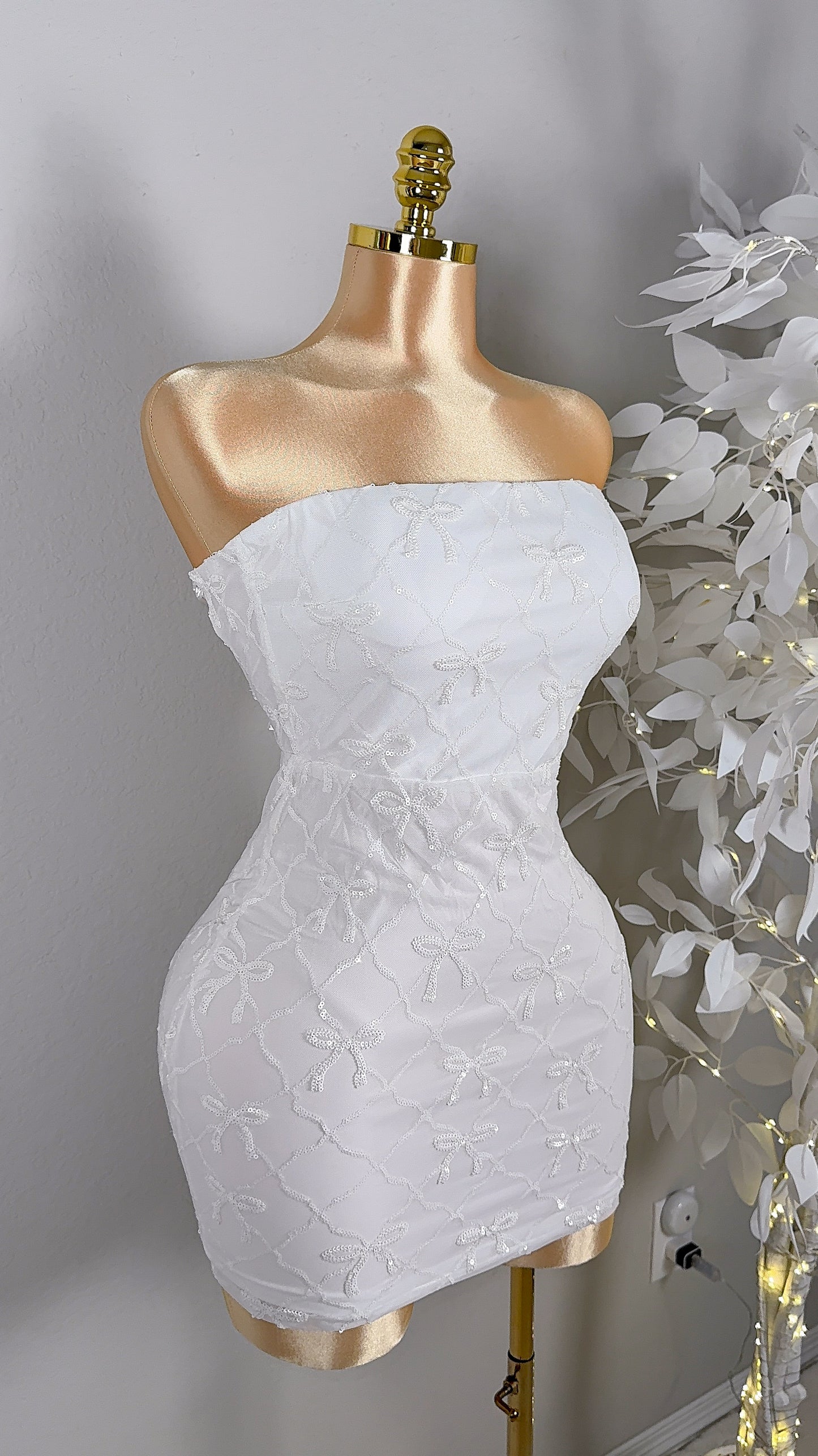 Esme Sequin Coquette Dress - White