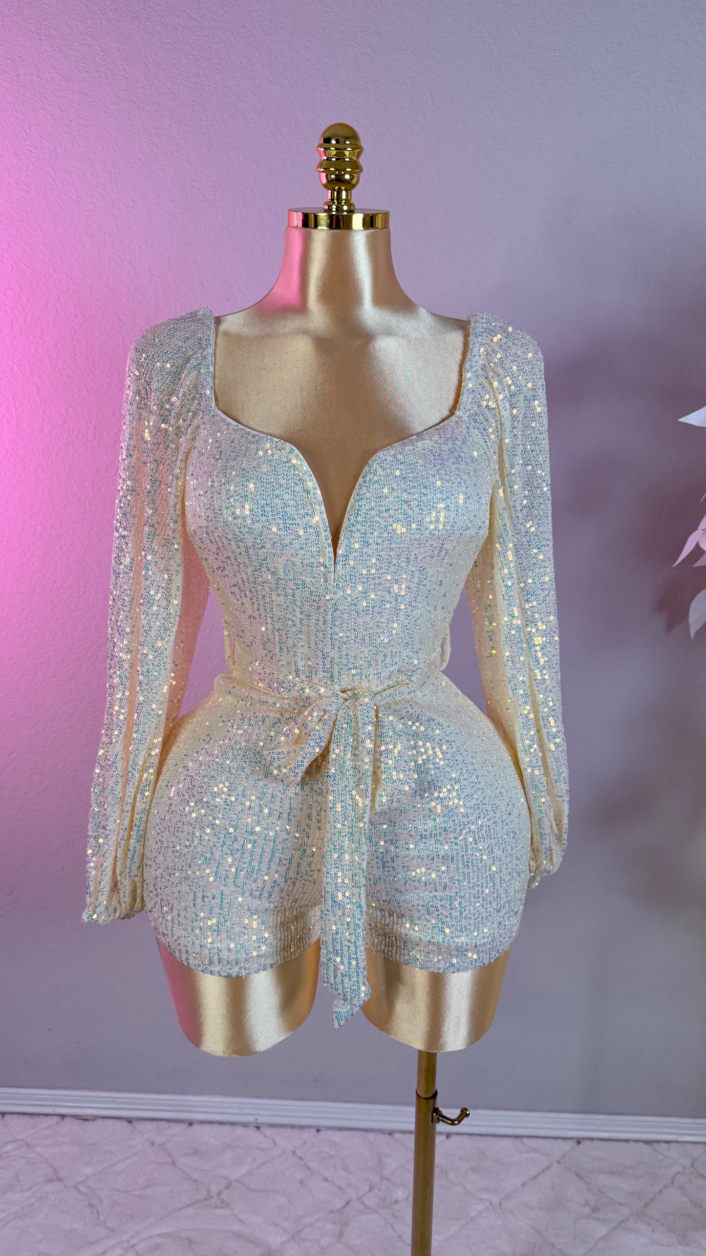 Lucia Sequin Romper - Opal