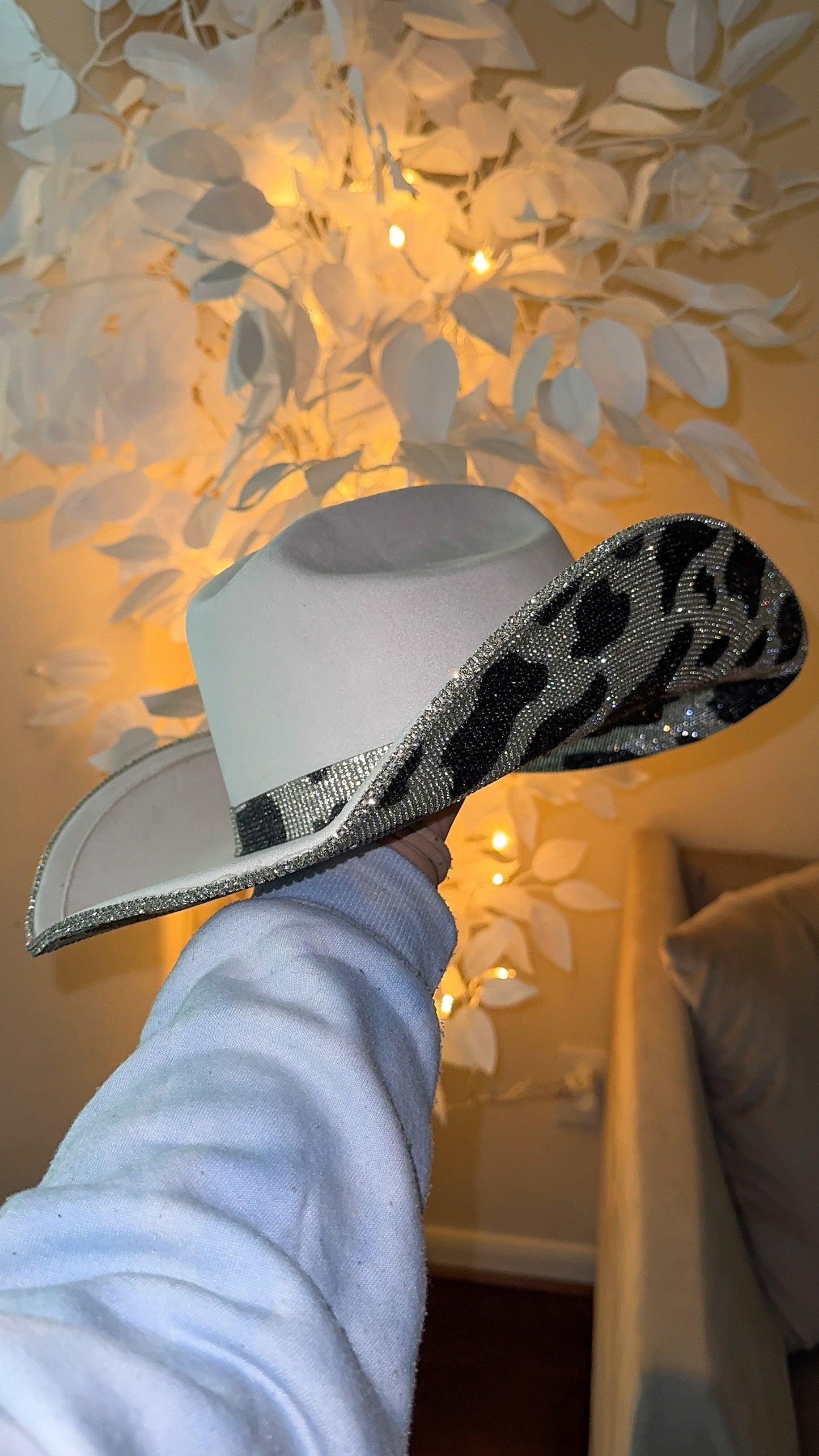 Amy Rhinestone Western Hat - Cow Print