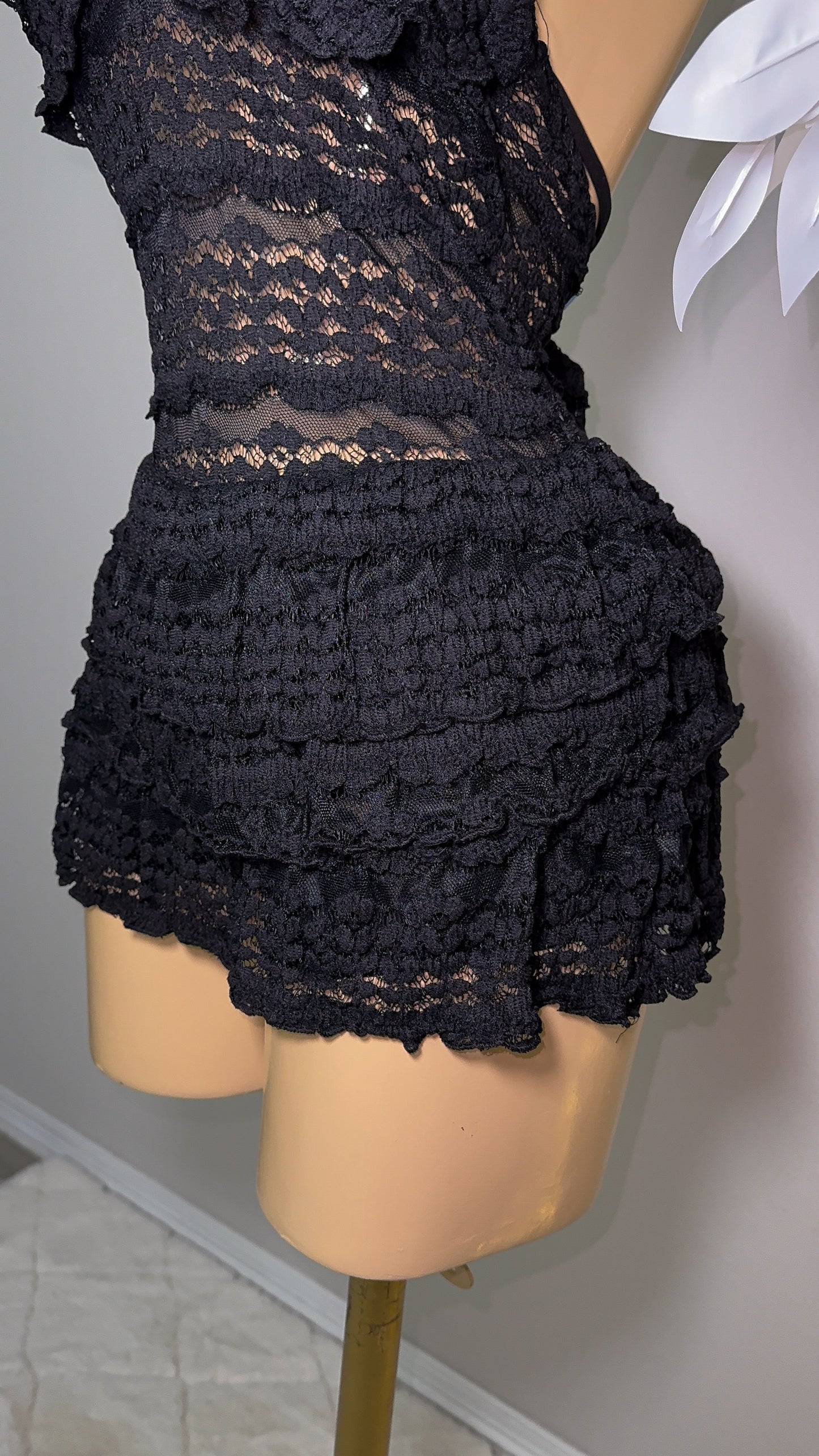 Violeta Lace Romper Dress - Black