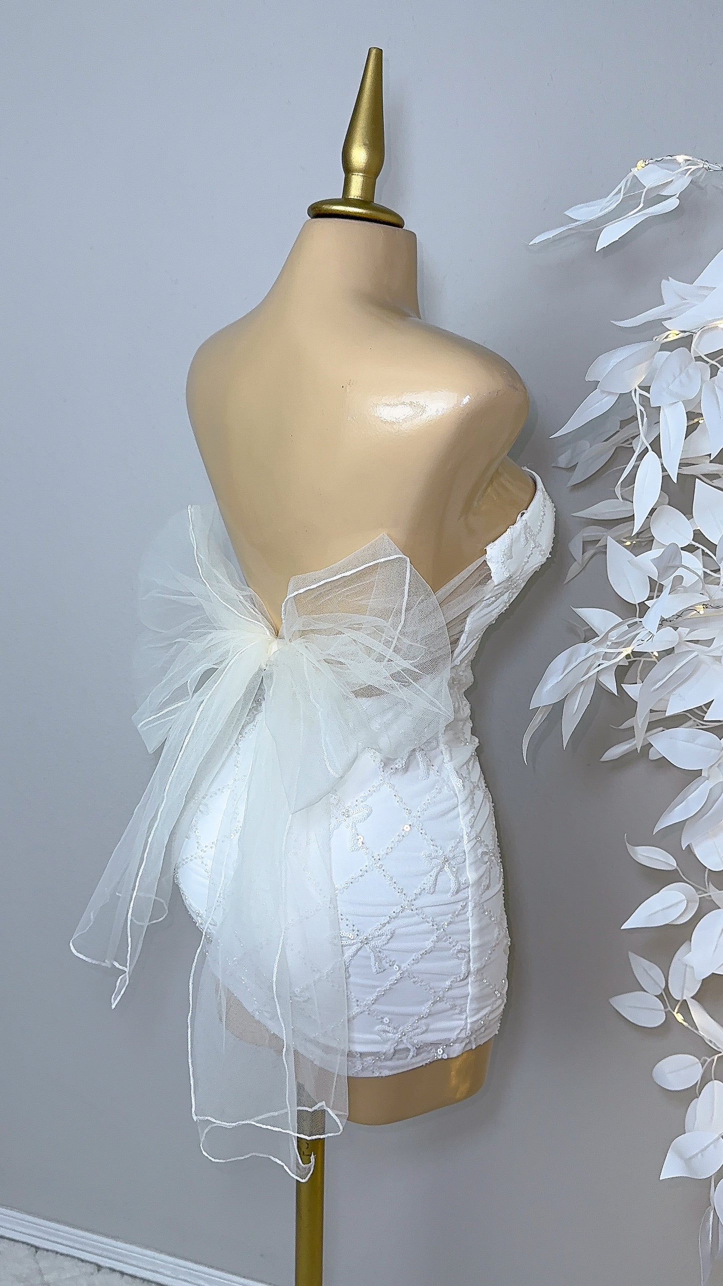 Yvette Sequin Coquette Dress - White
