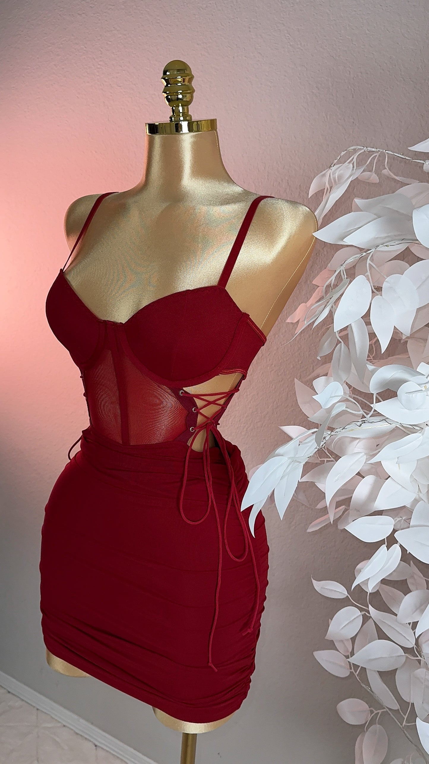 Anayeli Mini Dress - Burgundy