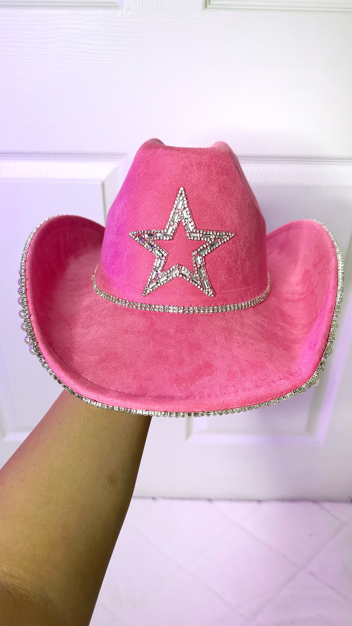 Maite Rhinestone / Pearl Hat- Pink