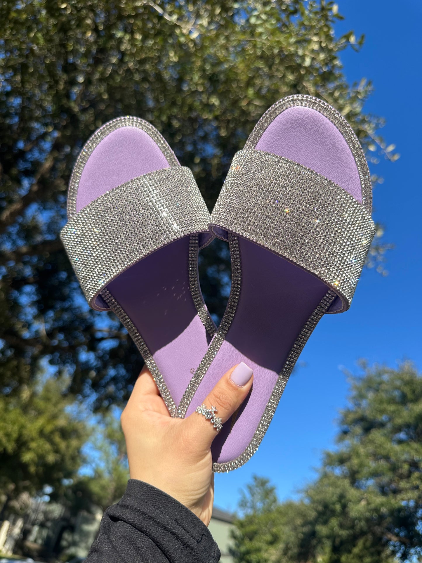 Adeline Rhinestone Sandals - Purple