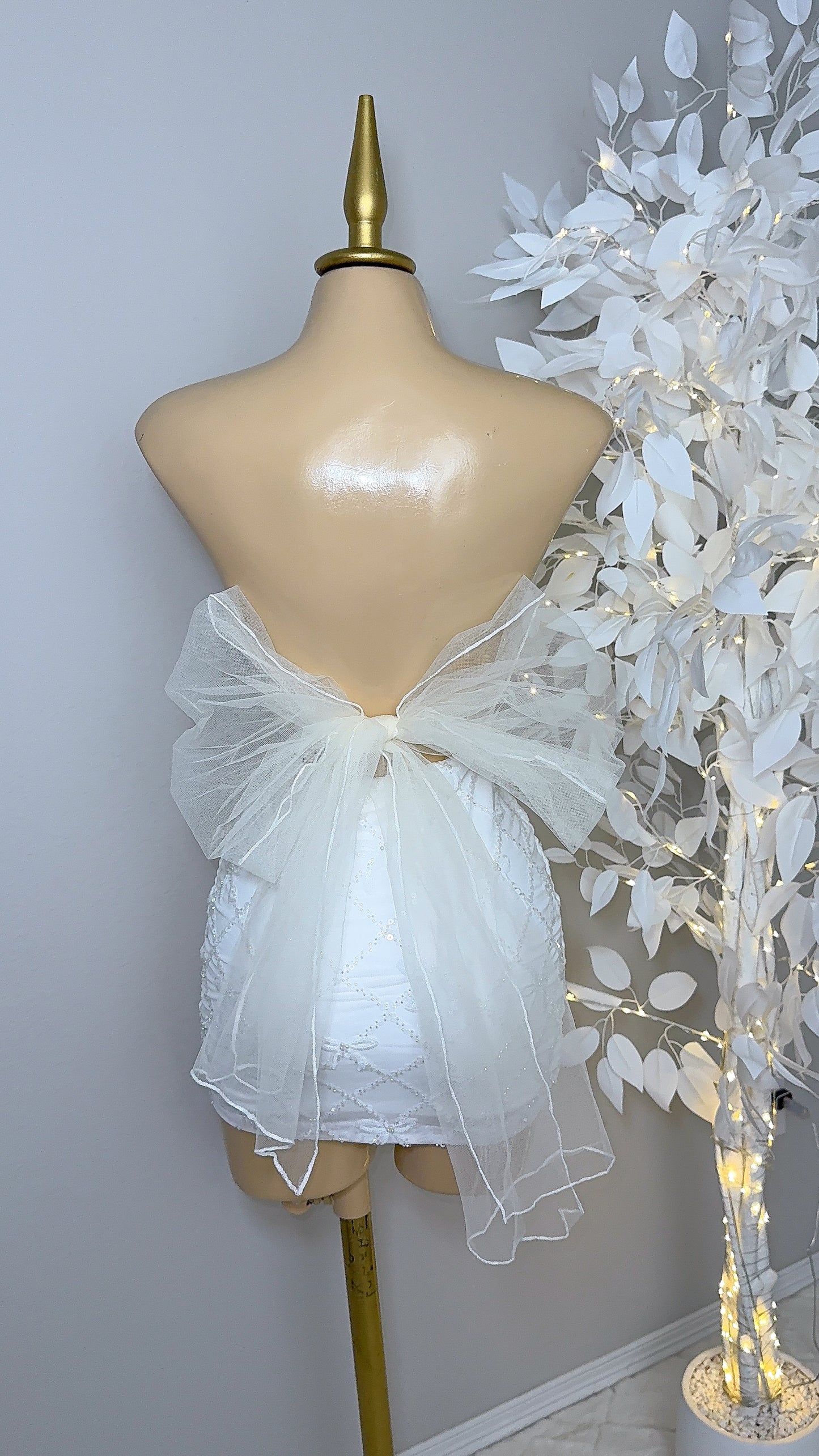 Yvette Sequin Coquette Dress - White