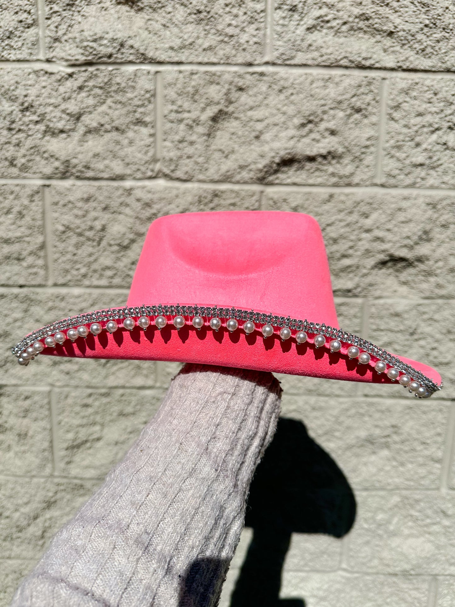 Jessica Rhinestone/Pearl Hat - Coral