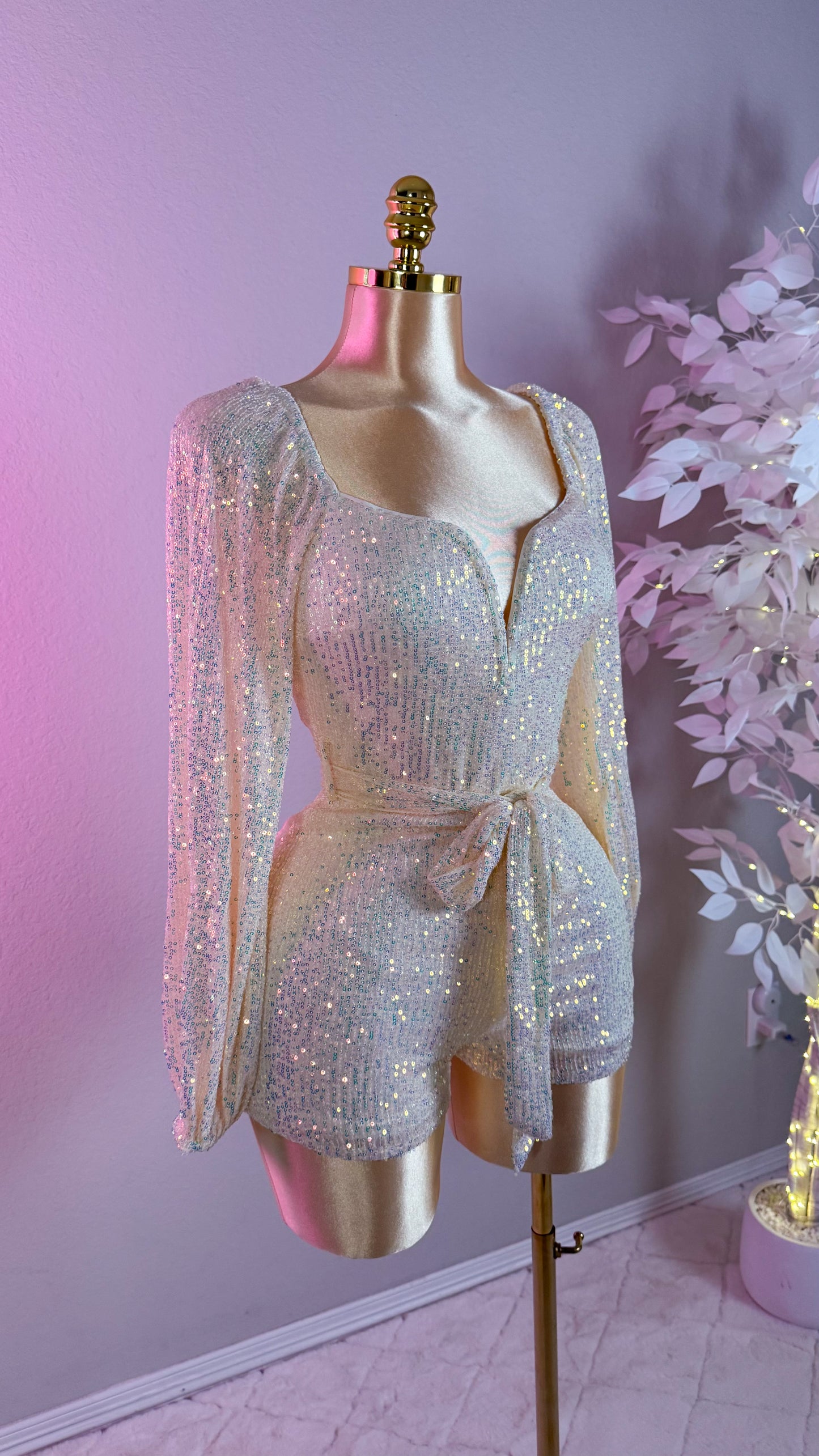 Lucia Sequin Romper - Opal