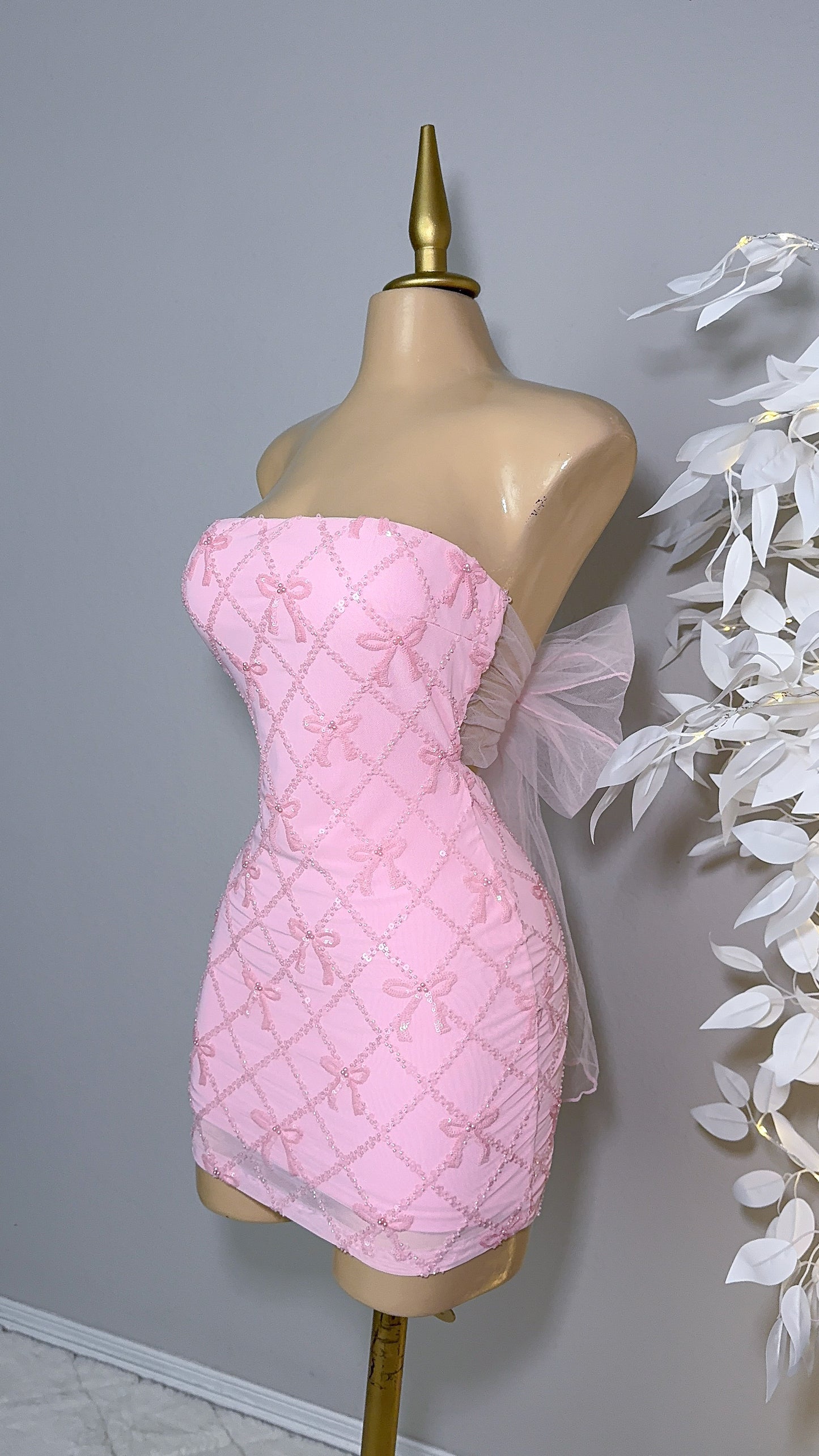 Yvette Sequin Coquette Dress - Pink