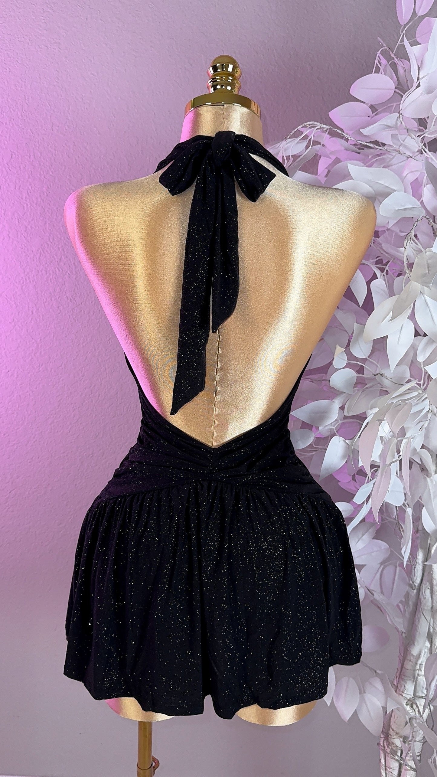 Lia Glitter Romper Dress - Black