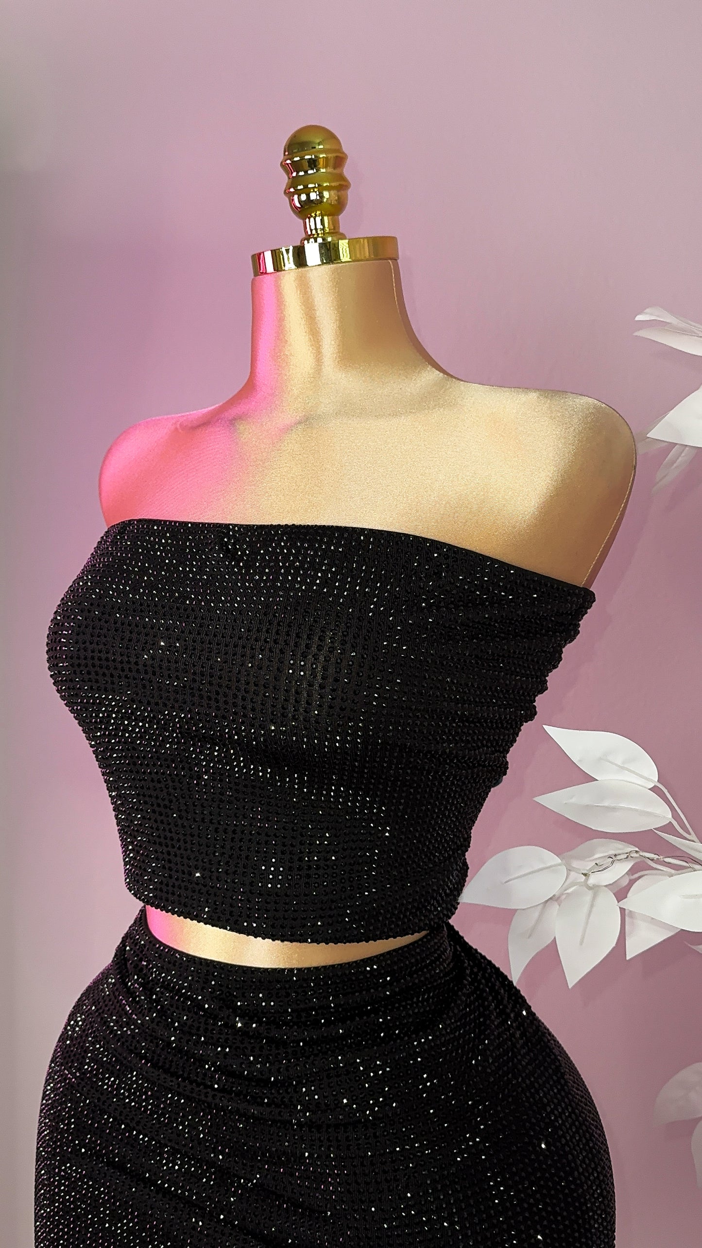 Mireya Rhinestone Tube Top - Black - Plus Size