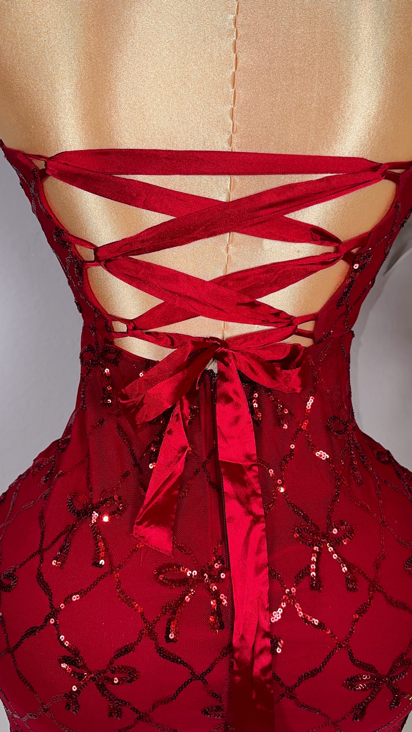 Esme Sequin Coquette Dress - Red