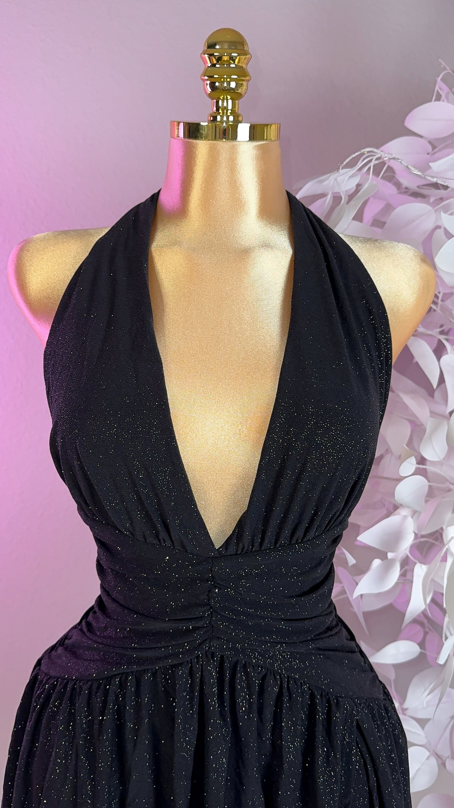 Lia Glitter Romper Dress - Black