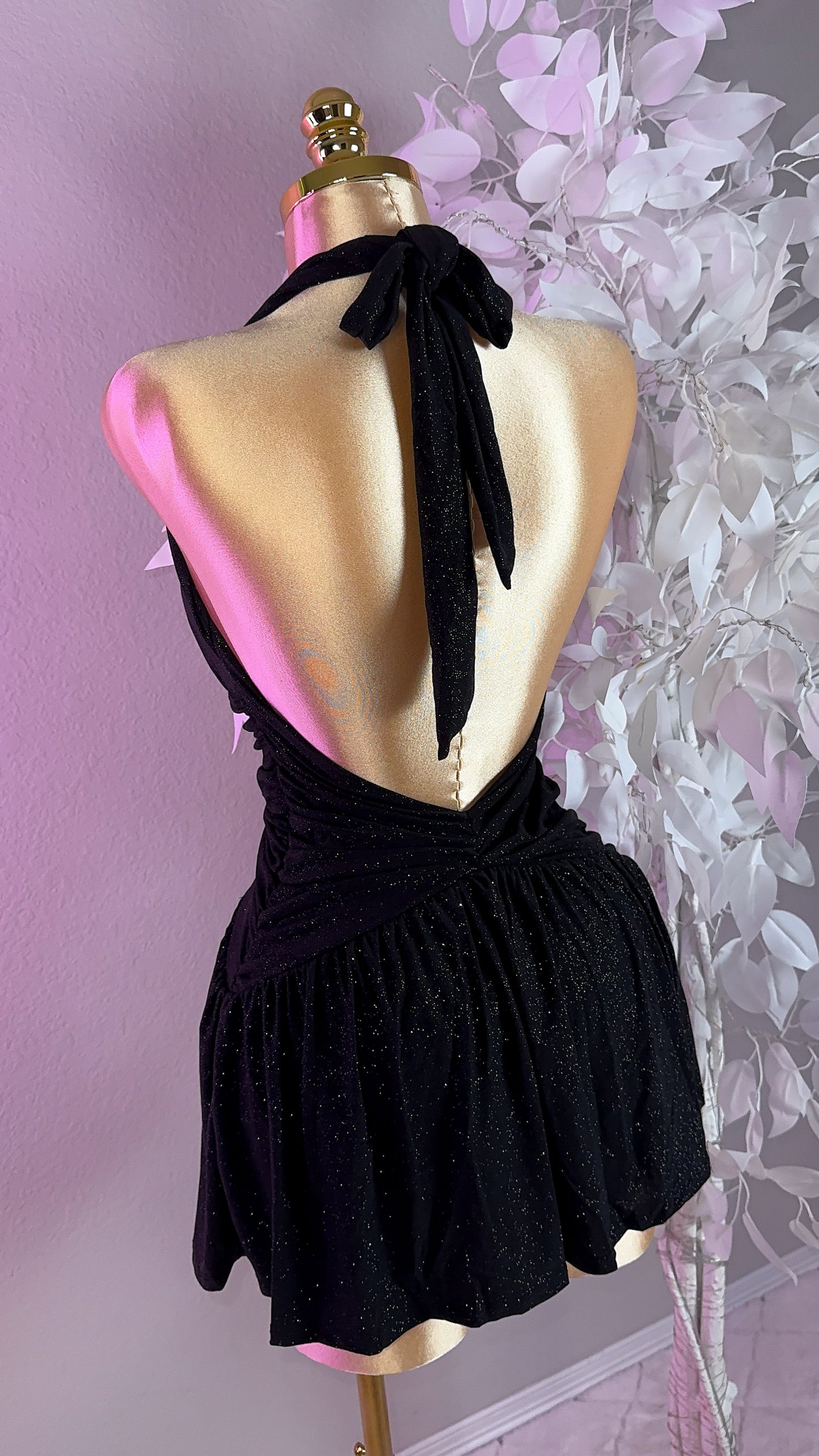 Lia Glitter Romper Dress - Black