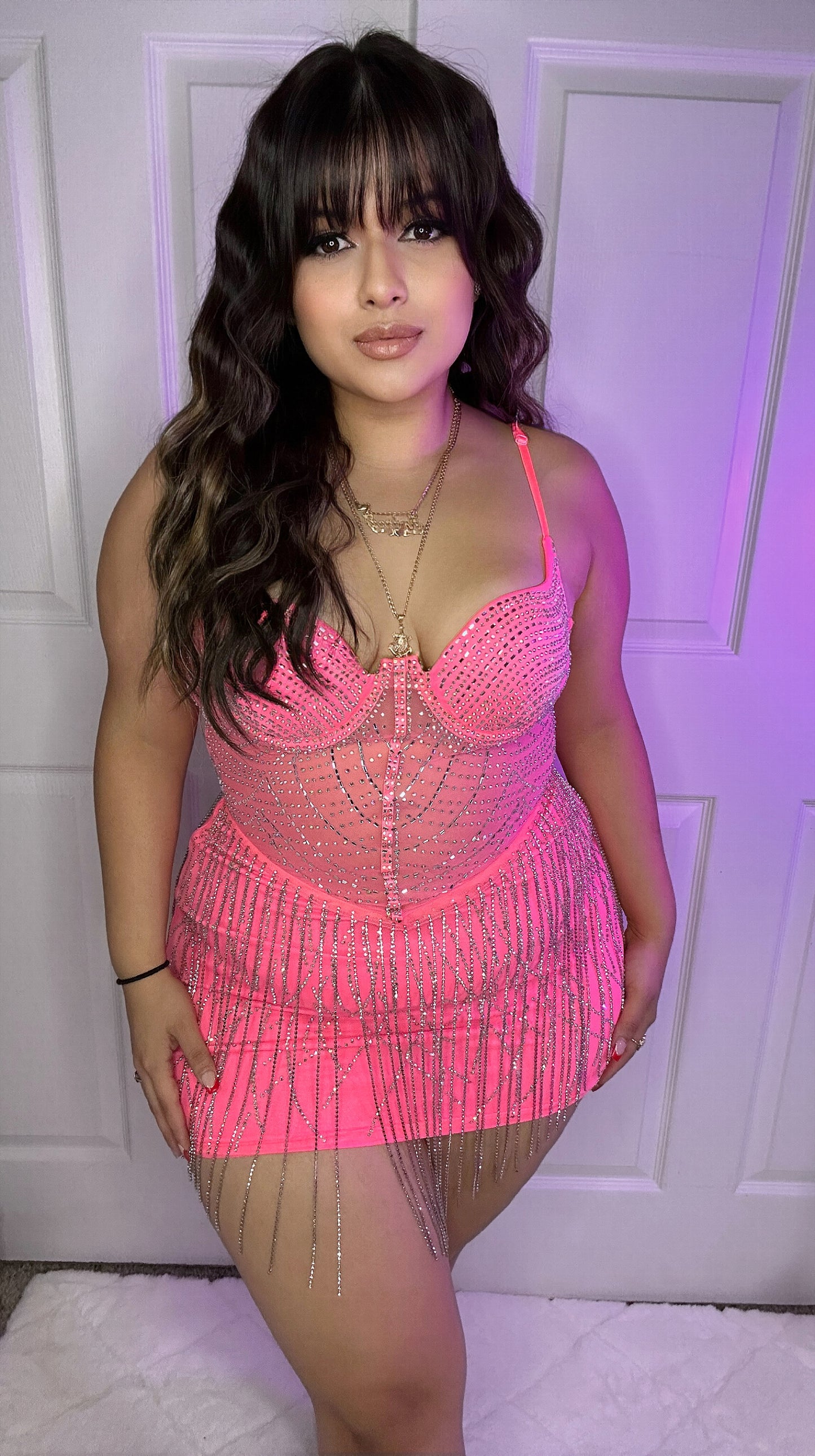 Ximena Rhinestone Dress - Pink