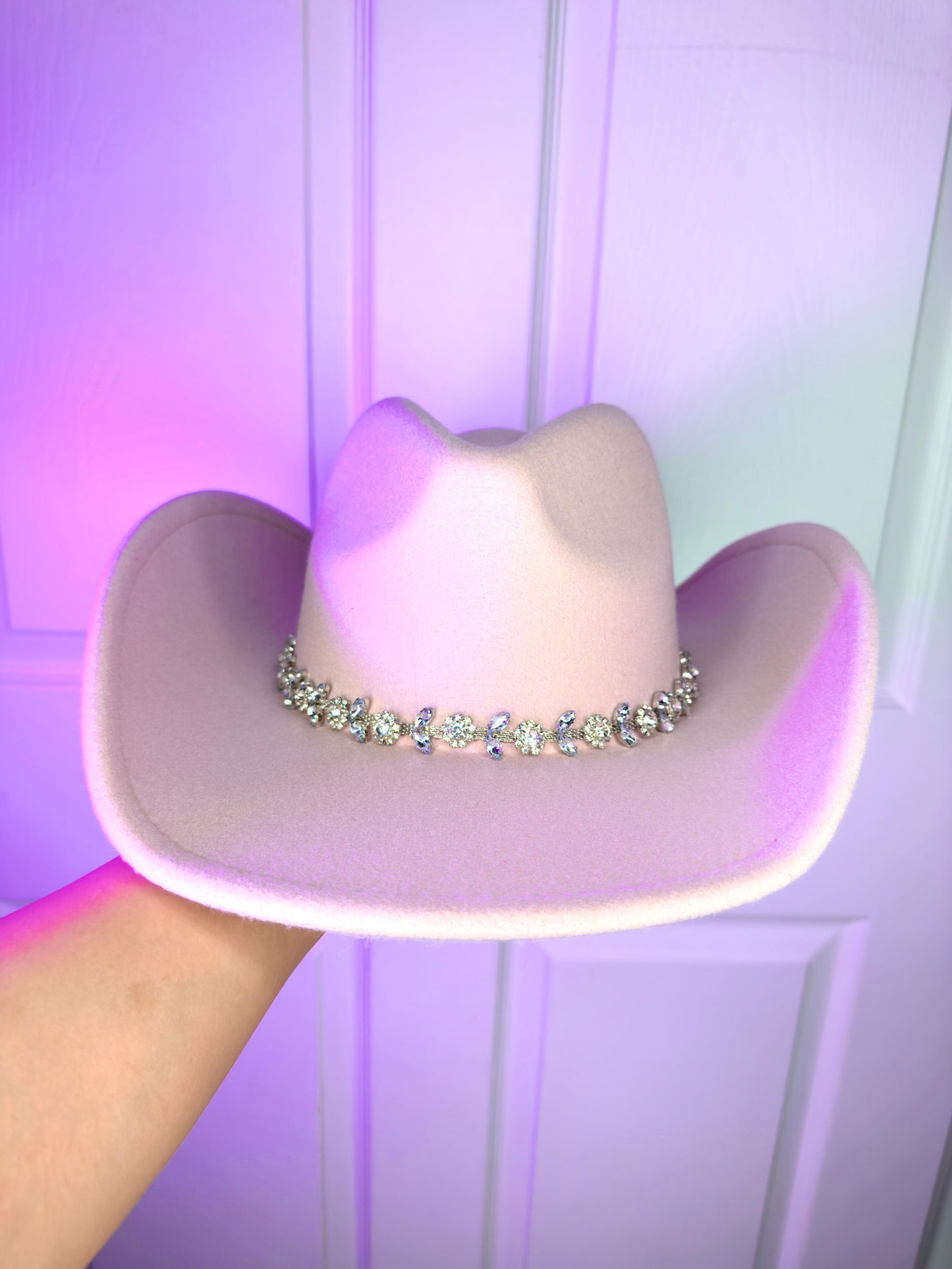 Mia Rhinestone Hat - Nude Pink