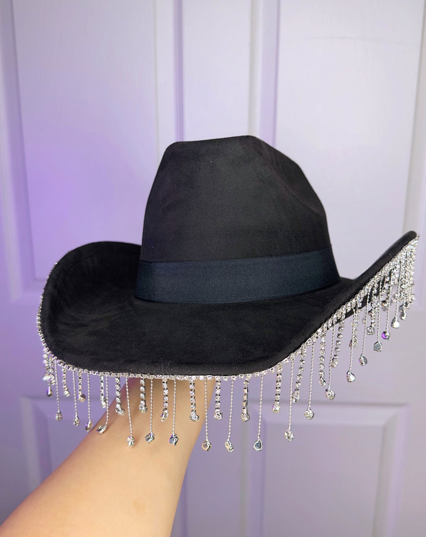 Dulce Rhinestone Hat Black