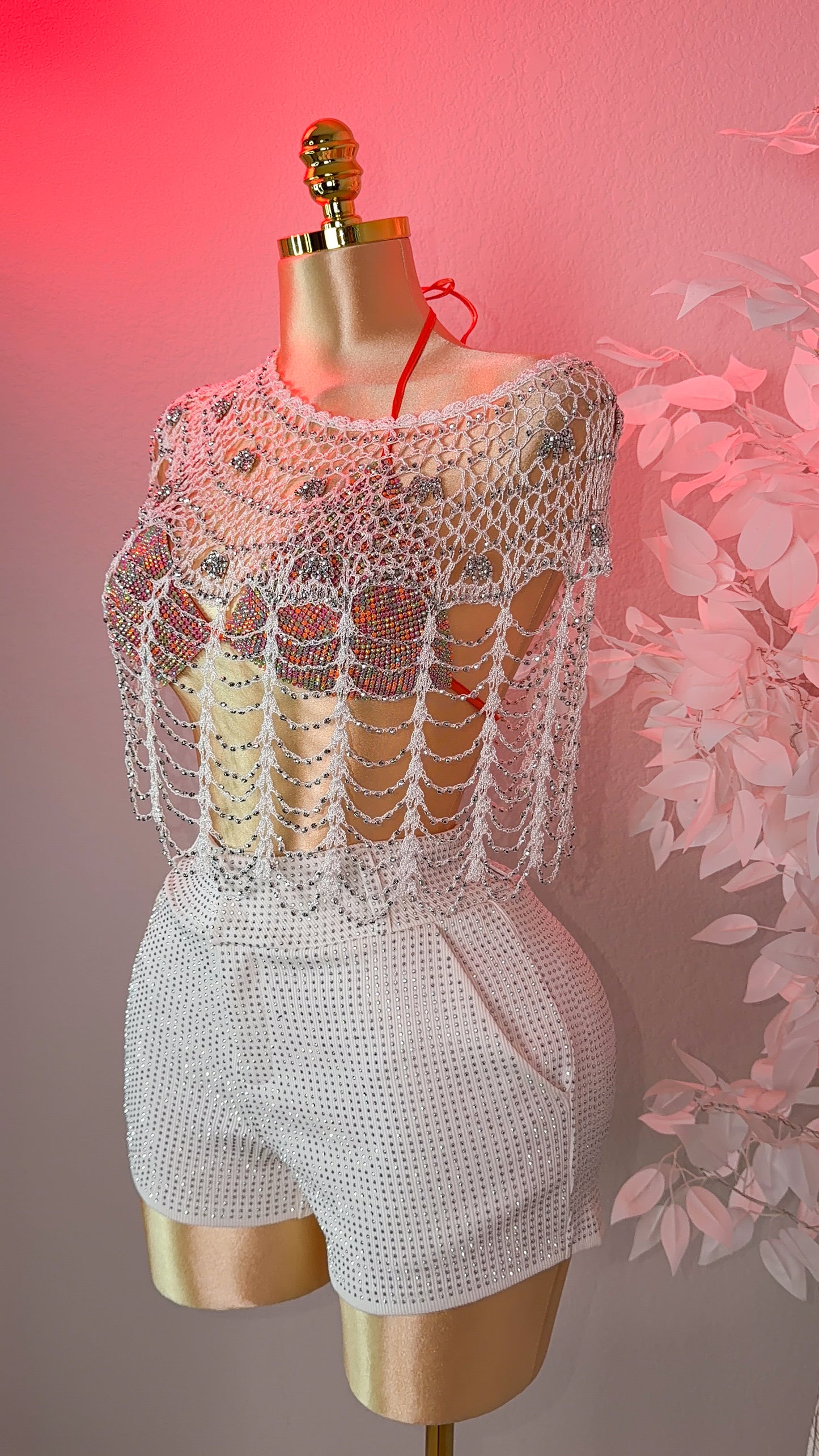 Cairo Embellished Crochet Top - White