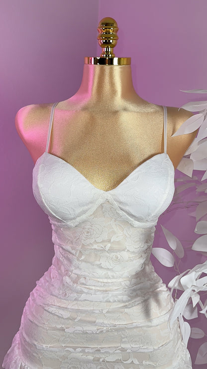 Veronica Lace Mini Dress - White