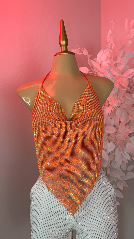 Provenza Rhinestone Top - Orange