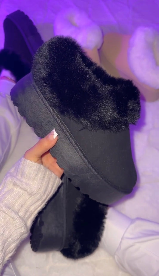 Cozy Feels Faux Fur Boots - Black