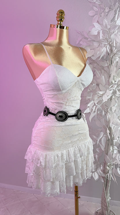 Veronica Lace Mini Dress - White