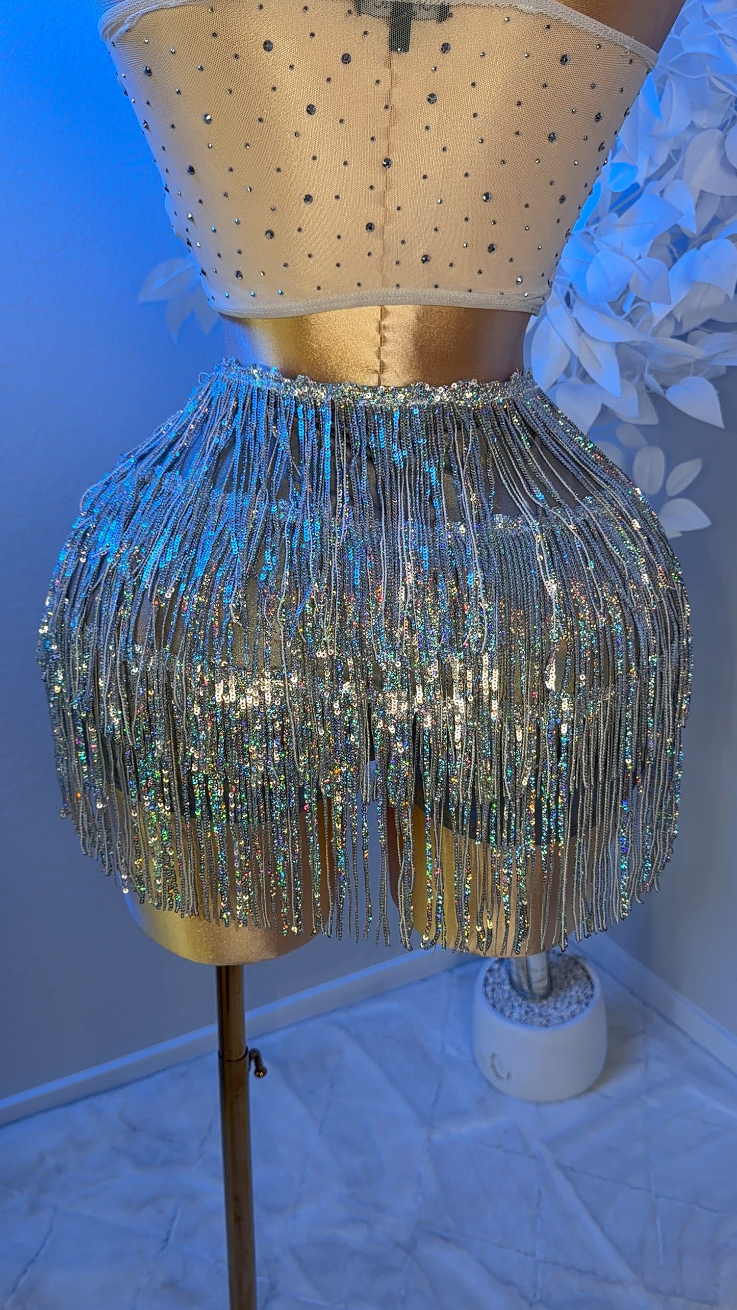 Sparklyyy Fringe Mini Skort - Silver