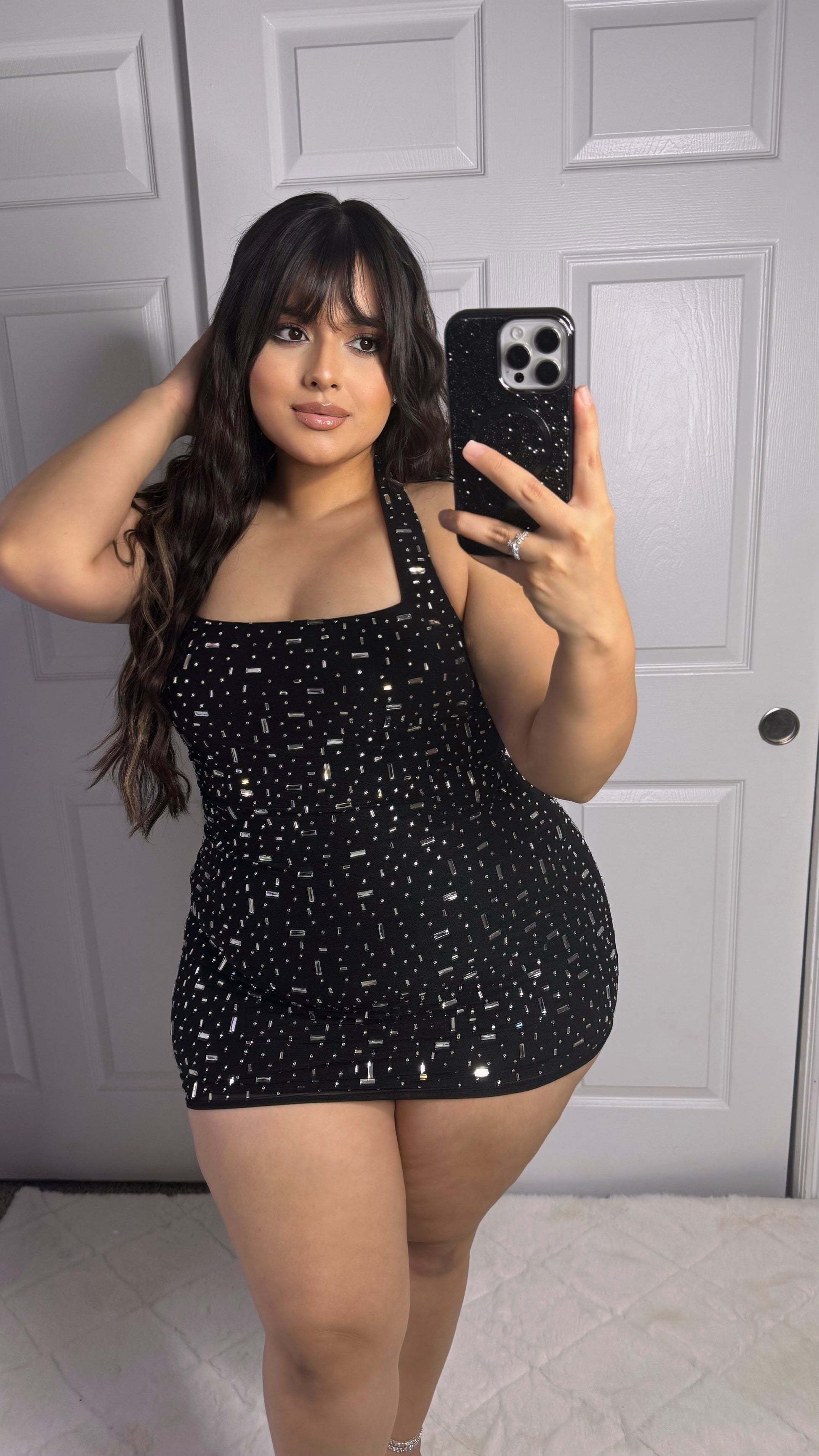 Catherine Rhinestone Bodycon Dress - Black Berenis Catherine Rhinestone Bodycon Dress - Black Berenis