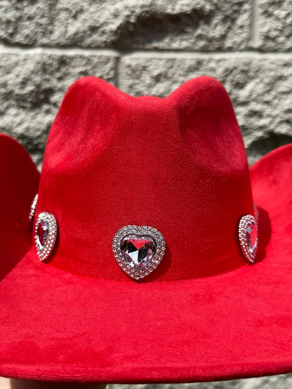 Rosa Heart Western Hat - Red