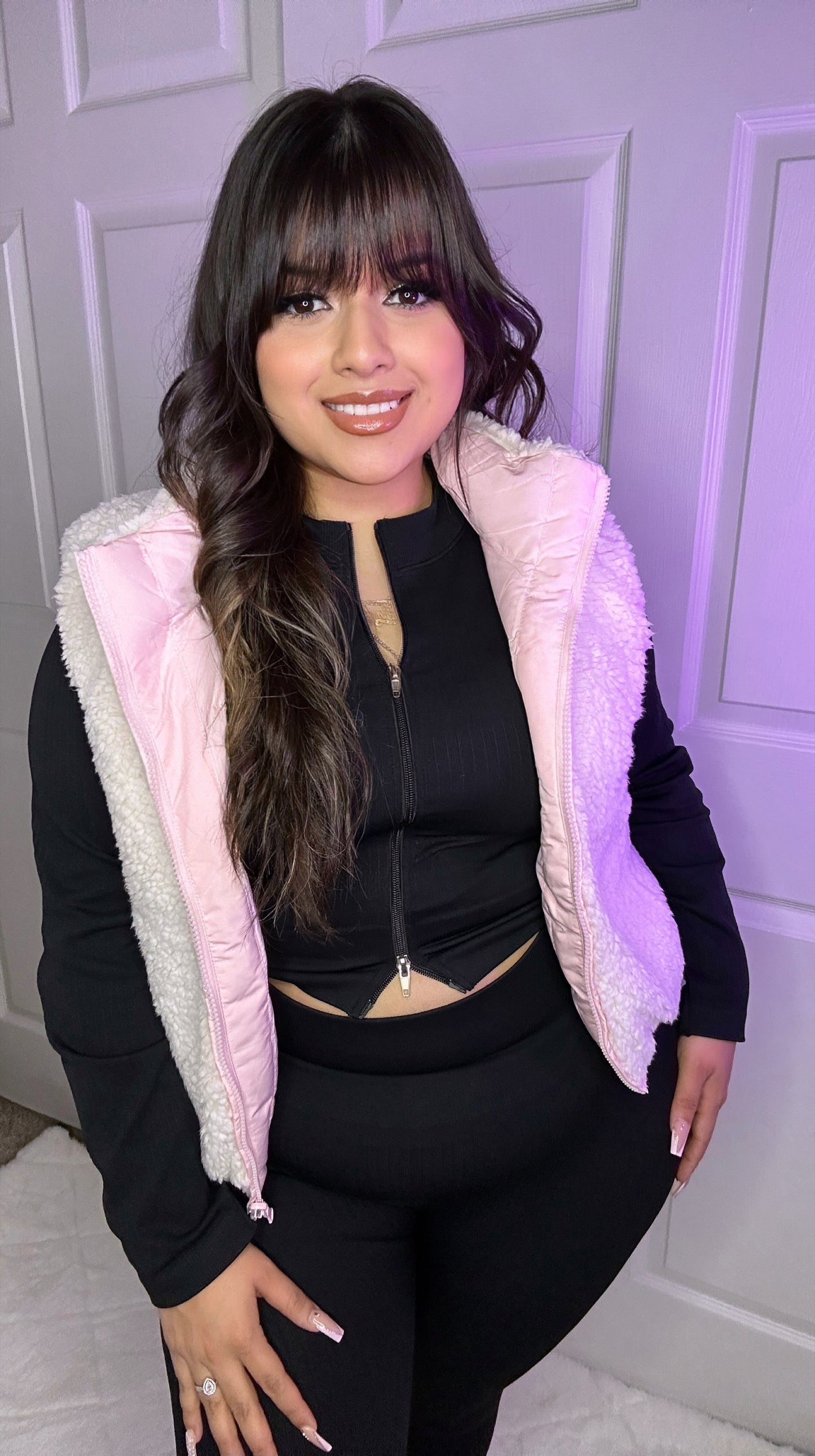 Bella Reversible Puffer Vest - Pink