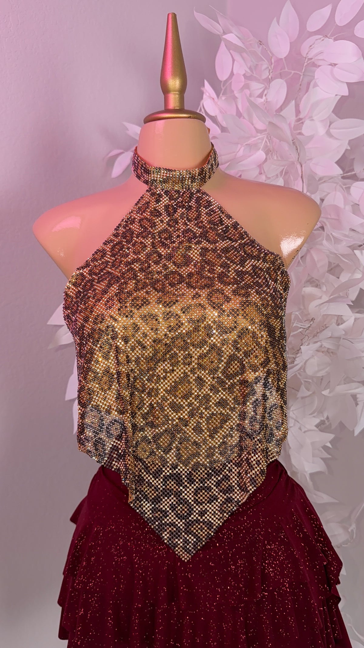 Fantasy Rhinestone Top - Leopard