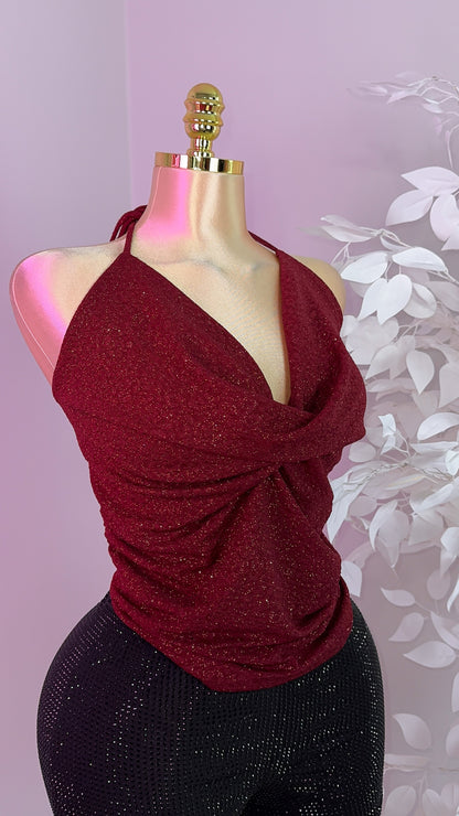 Rosalia Glitter Top - Red - Plus Size