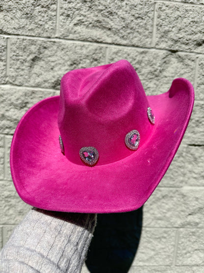 Rosa Heart Western Hat - Fuchsia 