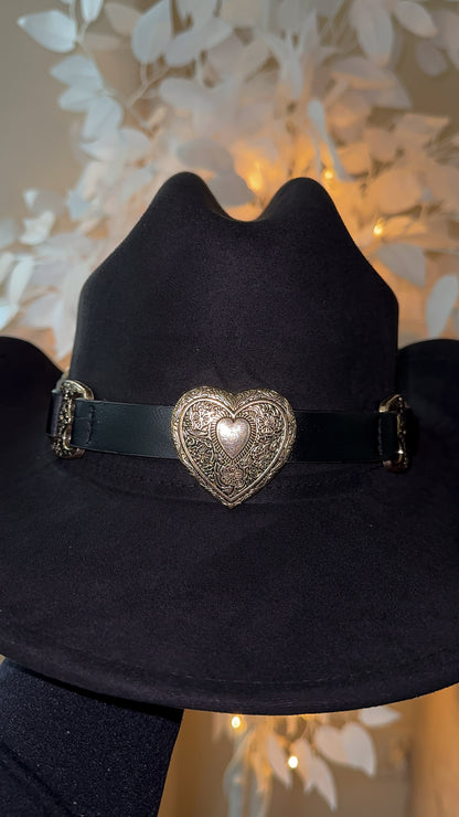 Victoria Buckle Western Hat - Black