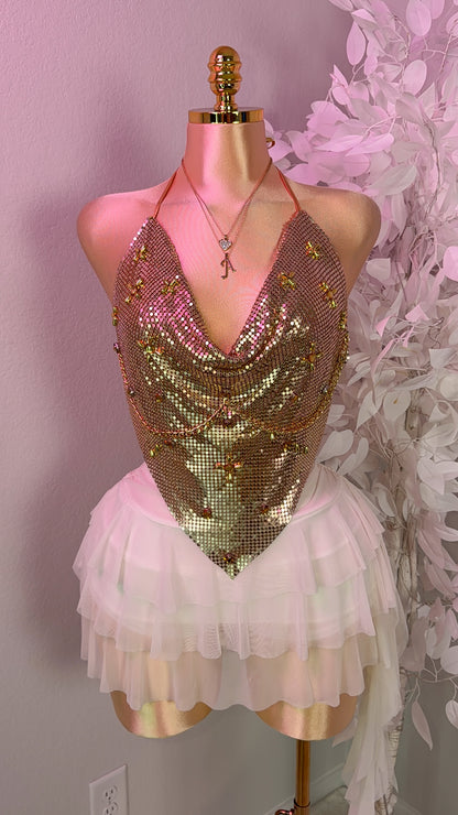 Te Olvido Metallic Top - Gold