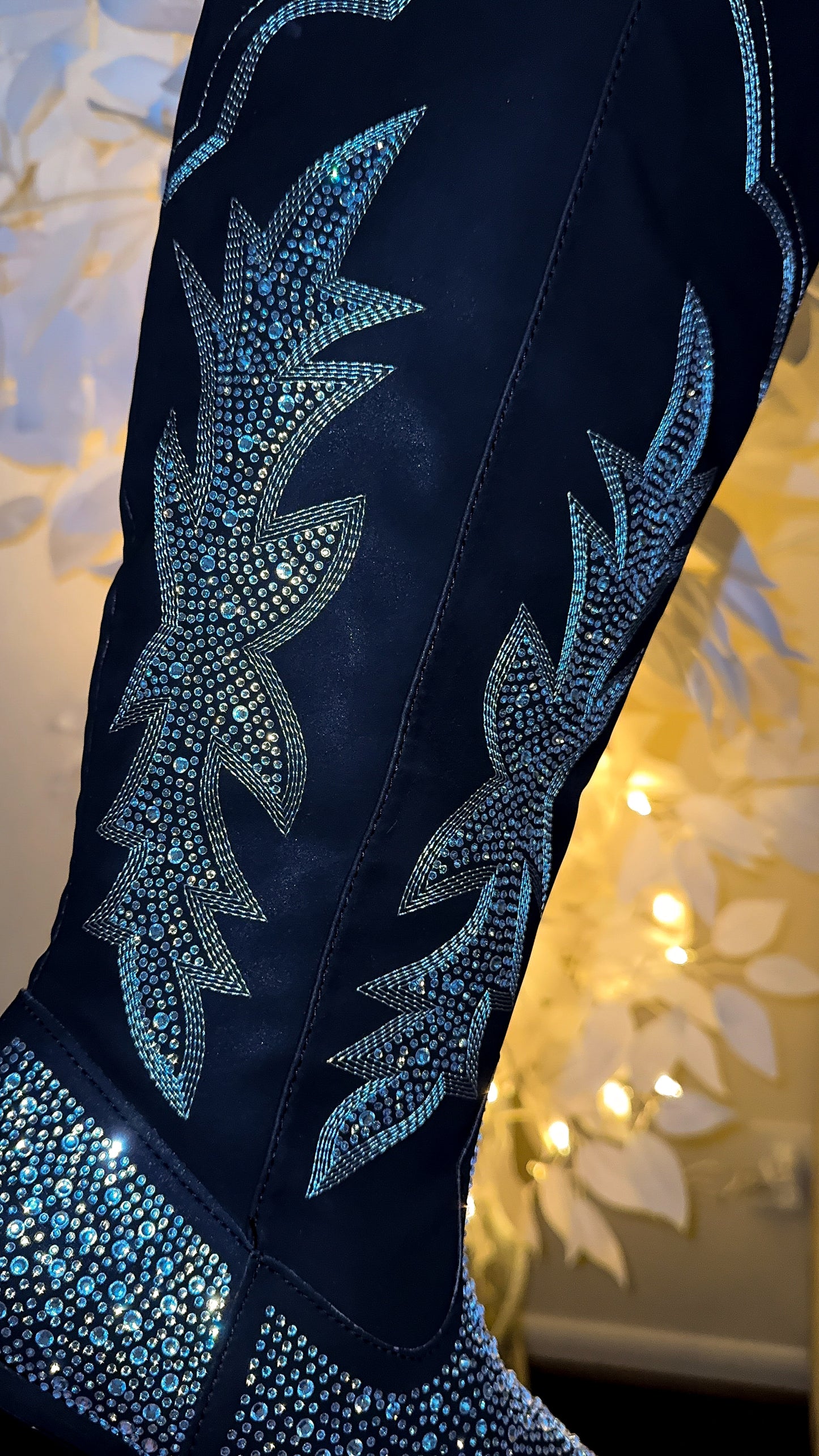 Andrea Rhinestone Western Boots - Black (Wide Calf Friendly)New Color