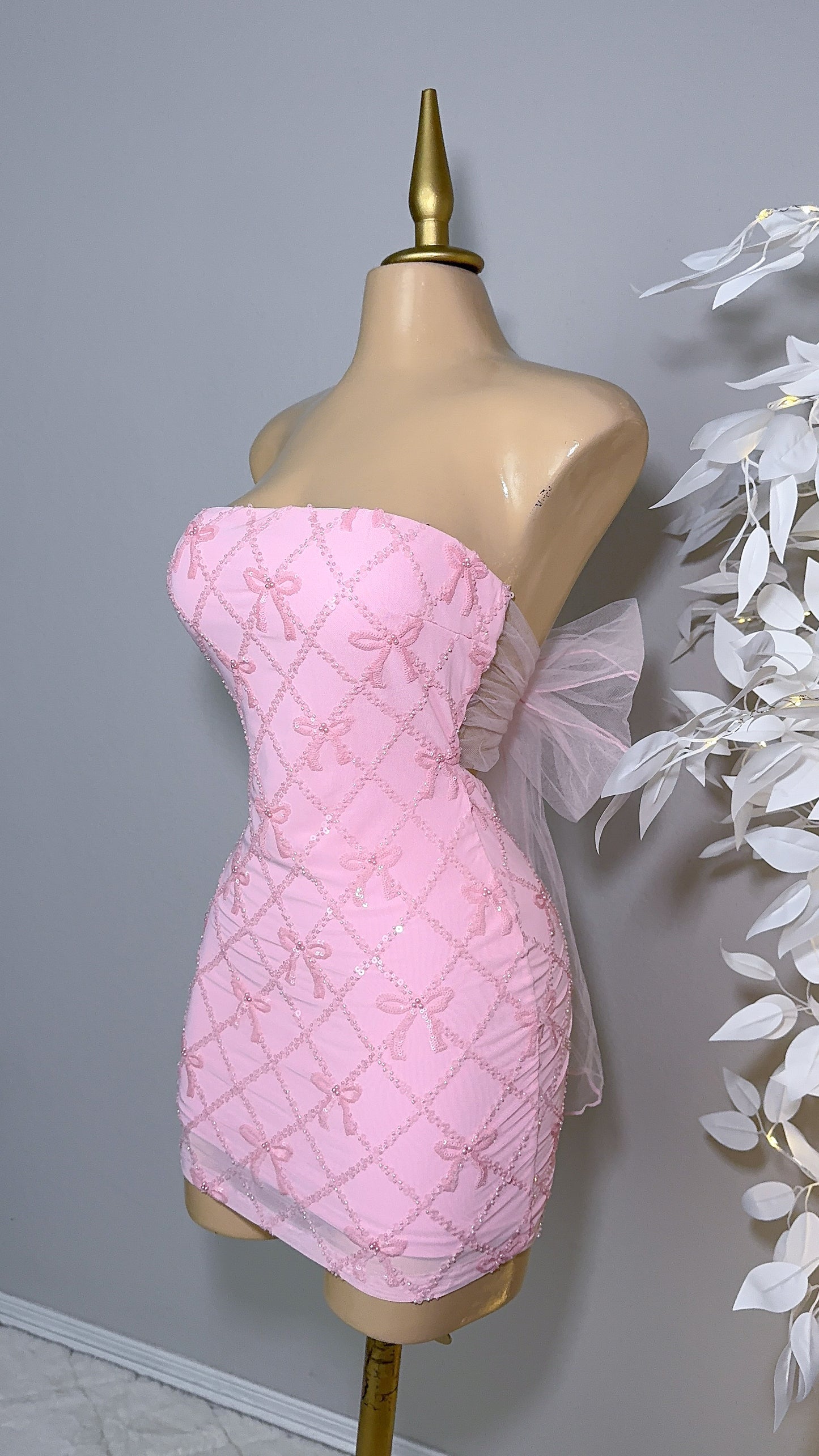 Yvette Sequin Coquette Dress - Pink