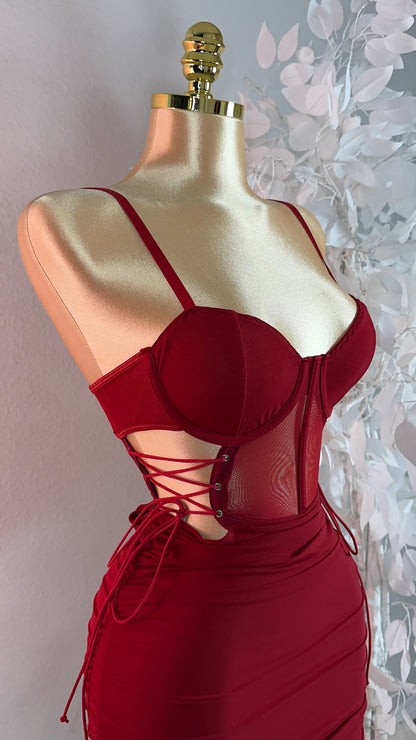 Anayeli Mini Dress - Burgundy