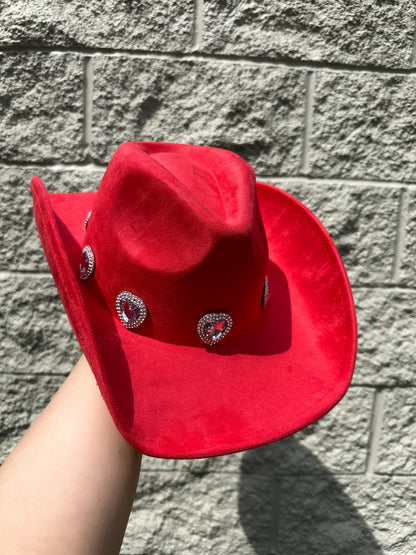 Rosa Heart Western Hat - Red