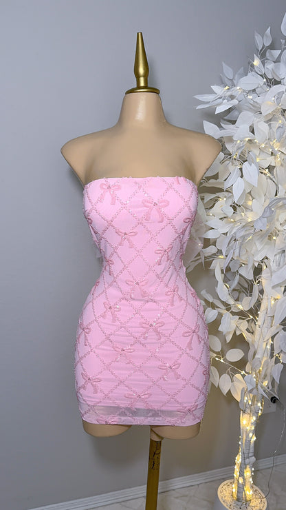 Yvette Sequin Coquette Dress - Pink (PRE ORDER 10/22)