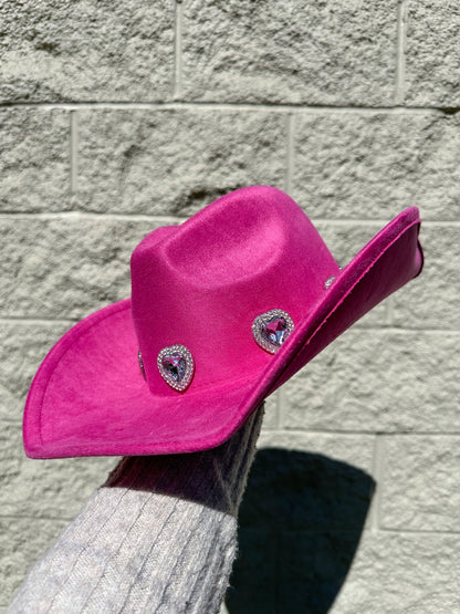 Rosa Heart Western Hat - Fuchsia 