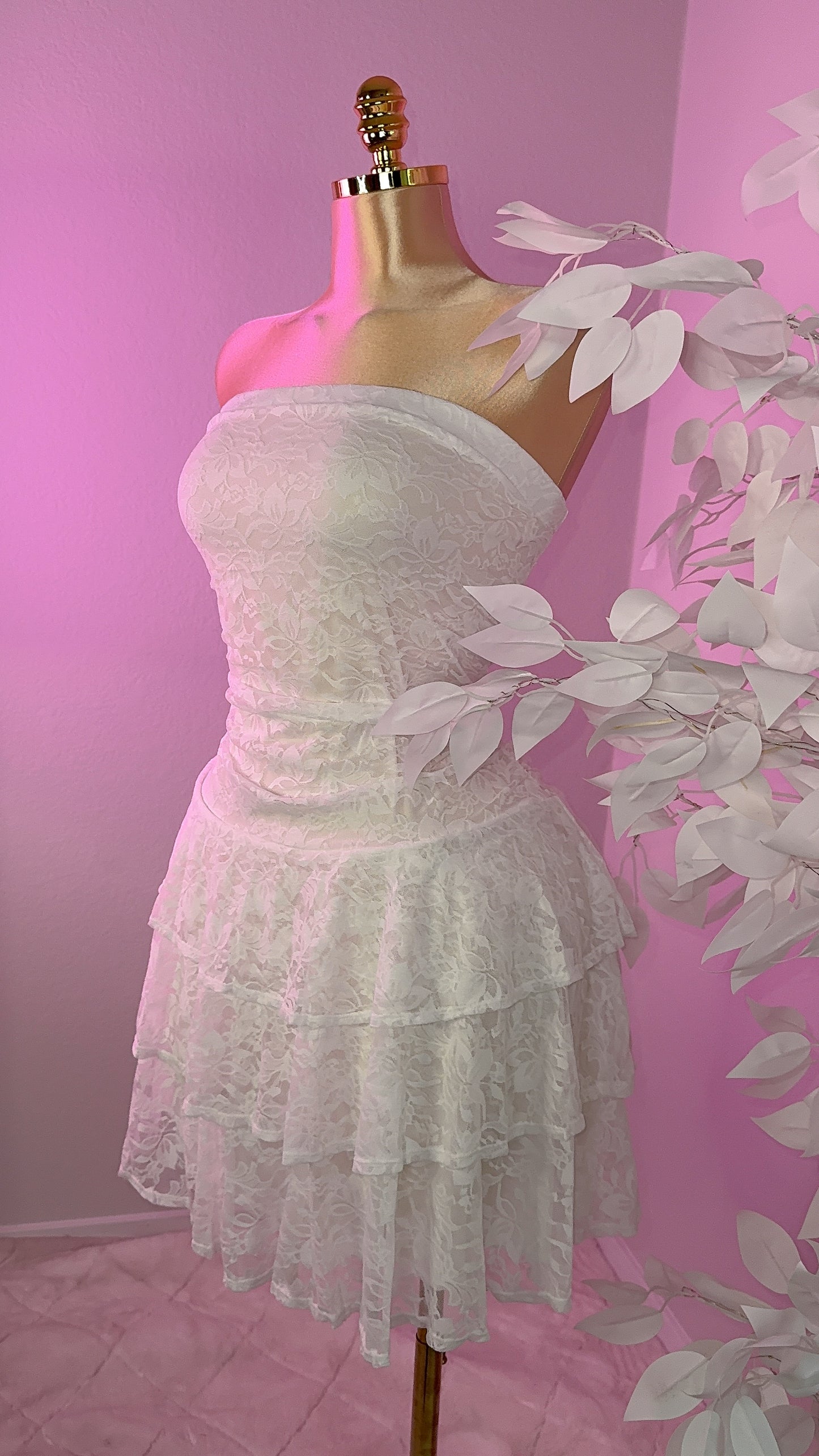 Angelica Lace Dress - White - Plus Size