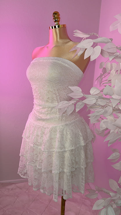 Angelica Lace Dress - White - Plus Size