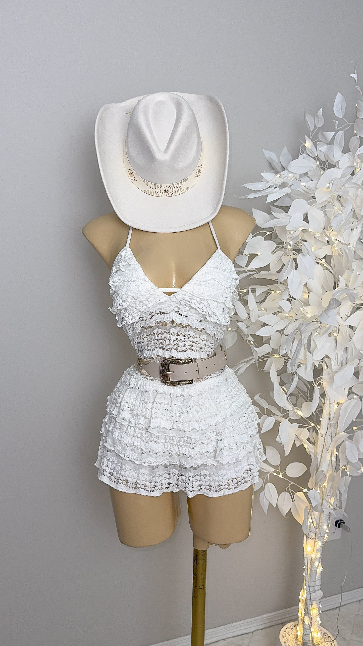 Amy Floral Buckle Belt - Ivory