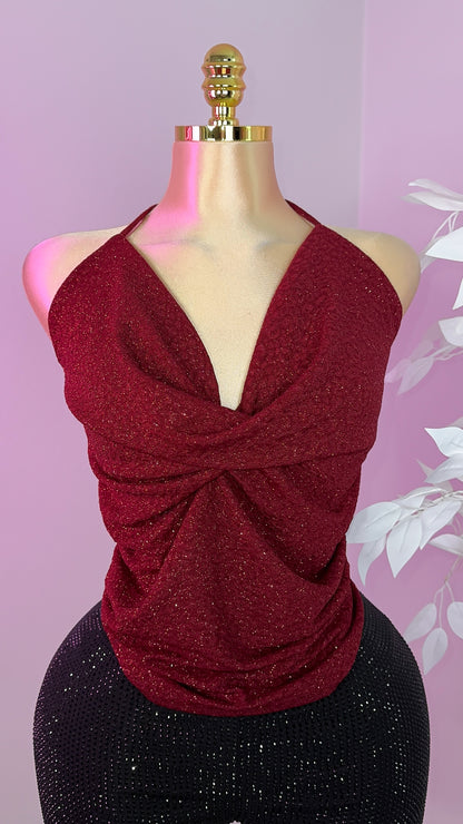 Rosalia Glitter Top - Red - Plus Size